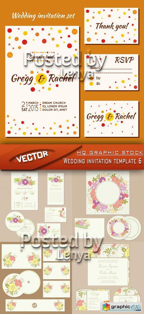 Stock Vector - Wedding invitation template 6