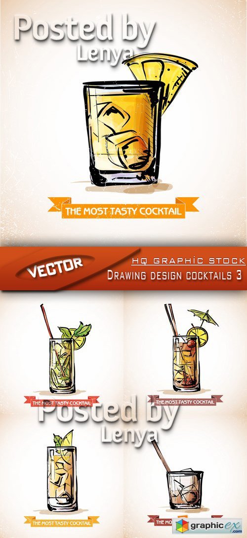 Stock Vector - Drawing design cocktails 3