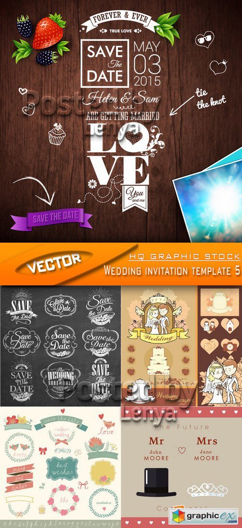 Stock Vector - Wedding invitation template 5