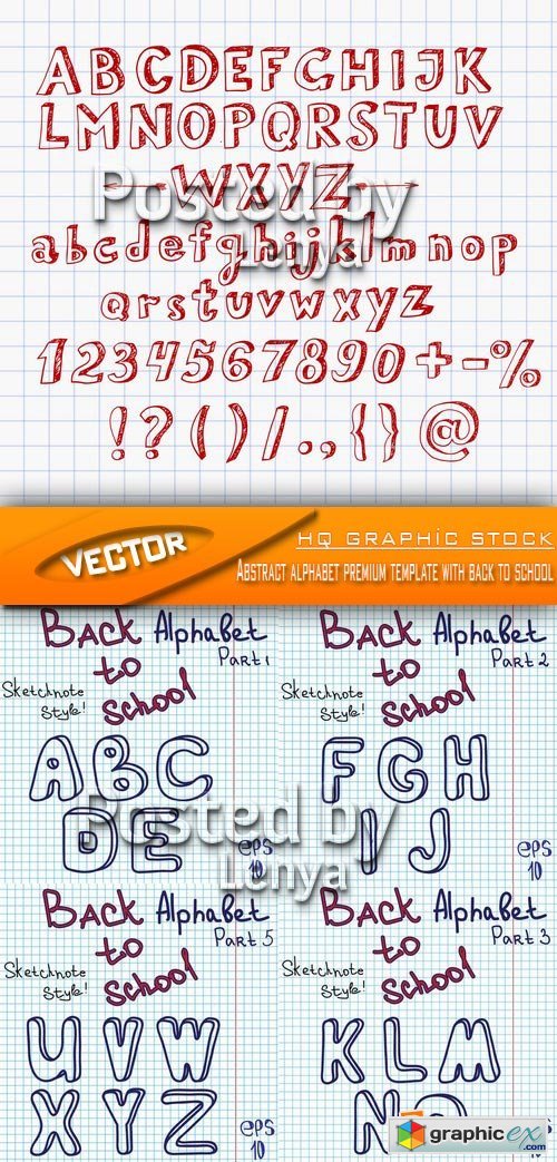 Stock Vector - Abstract alphabet premium template with back to school