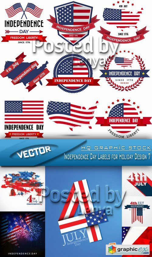 Stock Vector - Independence Day Labels for Holiday Design 7