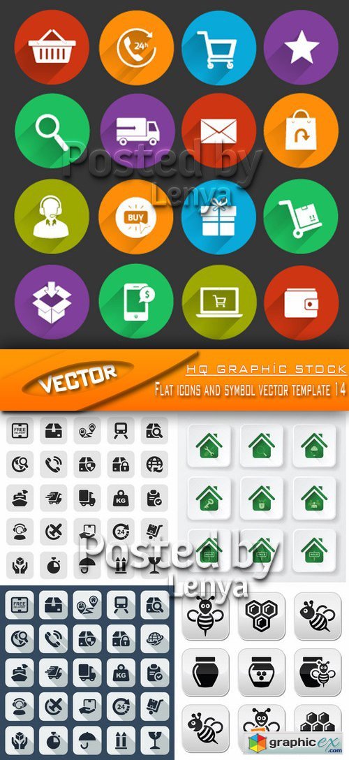 Stock Vector - Flat icons and symbol vector template 14