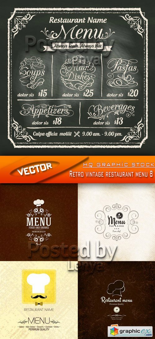 Stock Vector - Retro vintage restaurant menu 8