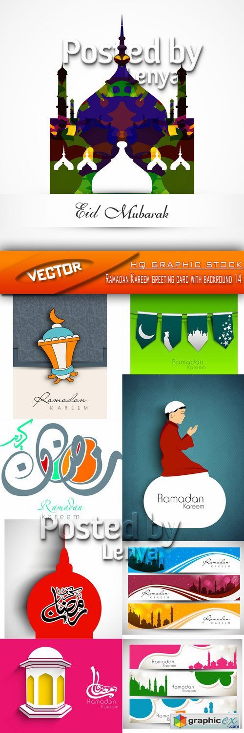 Stock Vector - Ramadan Kareem greeting card with backround 14