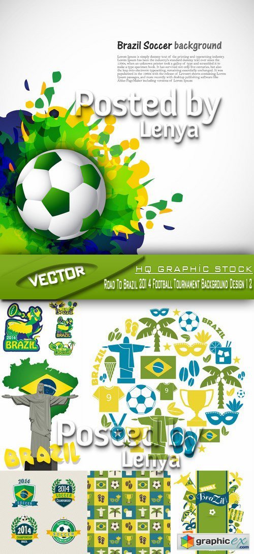 Stock Vector - Road To Brazil 2014 Football Tournament Background Design 12