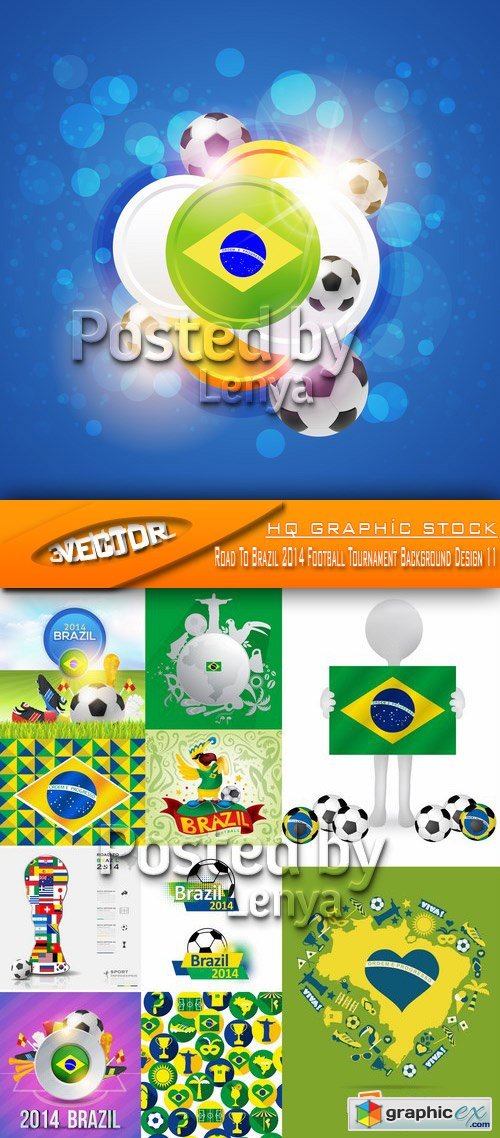 Stock Vector - Road To Brazil 2014 Football Tournament Background Design 11