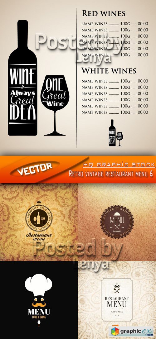 Stock Vector - Retro vintage restaurant menu 6