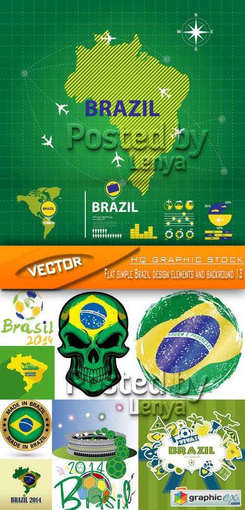 Stock Vector - Flat simple Brazil design elements and backround 13