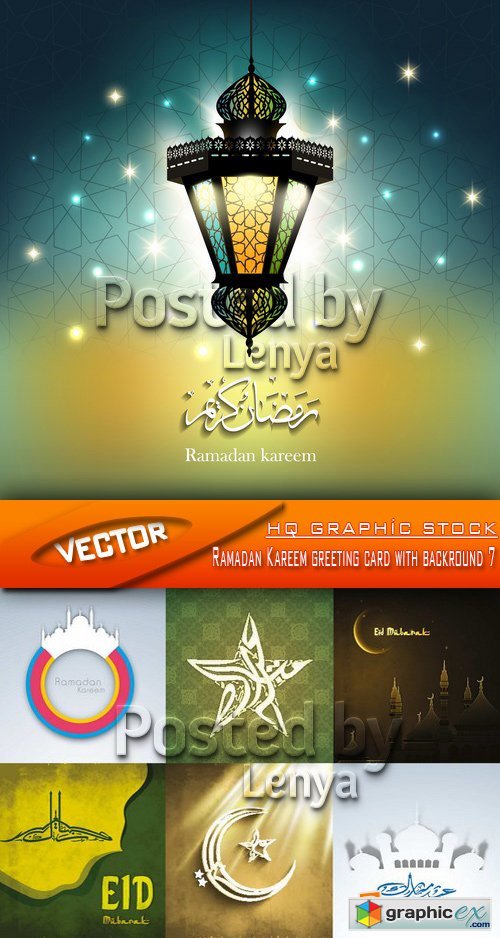 Stock Vector - Ramadan Kareem greeting card with backround 7