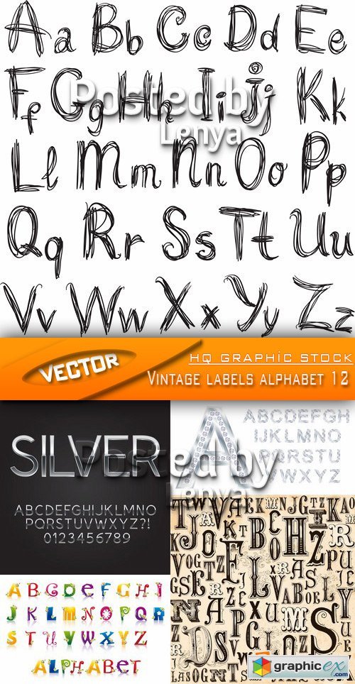 Stock Vector - Vintage labels alphabet 12