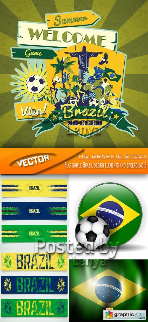 Stock Vector - Flat simple Brazil design elements and backround 6