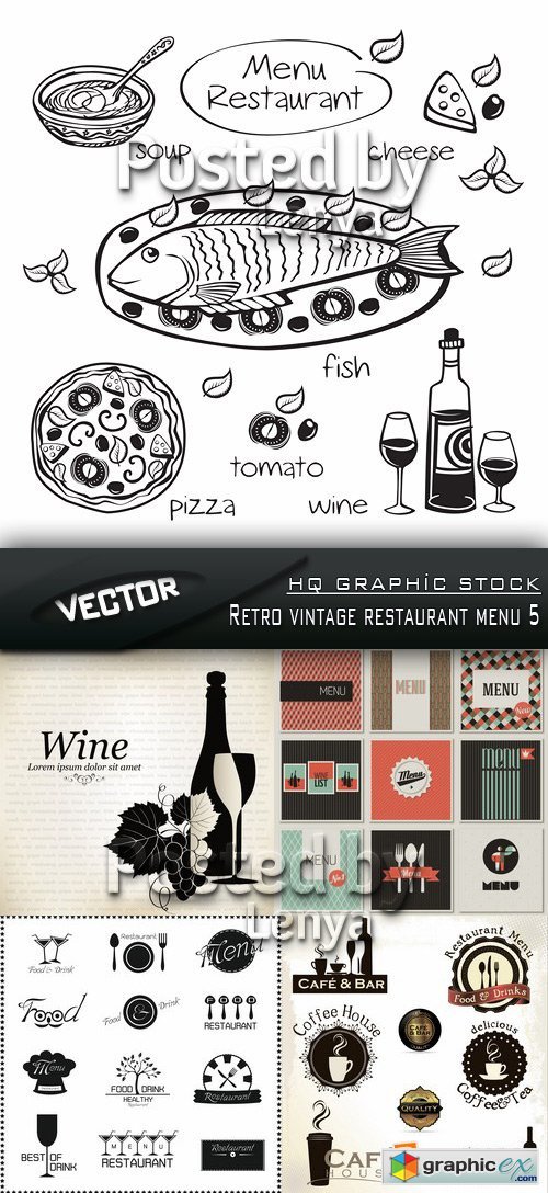 Stock Vector - Retro vintage restaurant menu 5