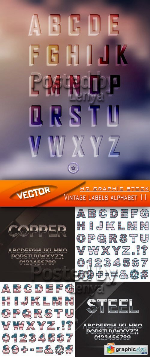 Stock Vector - Vintage labels alphabet 11