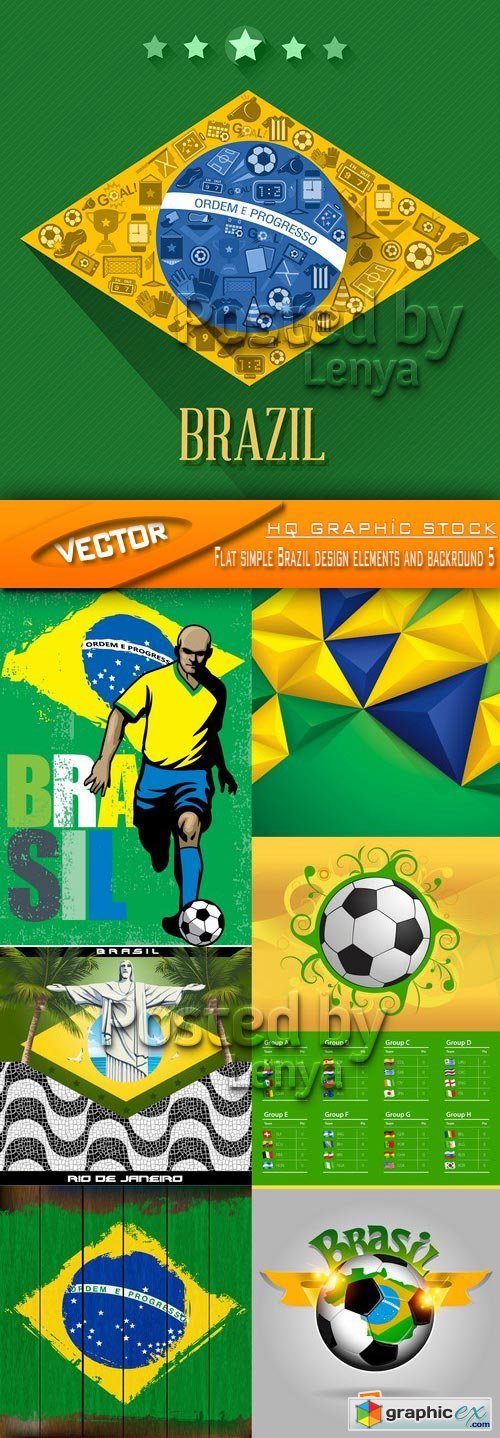Stock Vector - Flat simple Brazil design elements and backround 5