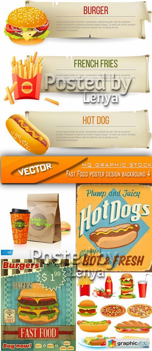 Stock Vector - Fast Food poster design backround 4