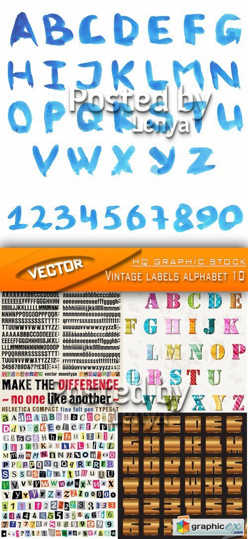 Stock Vector - Vintage labels alphabet 10