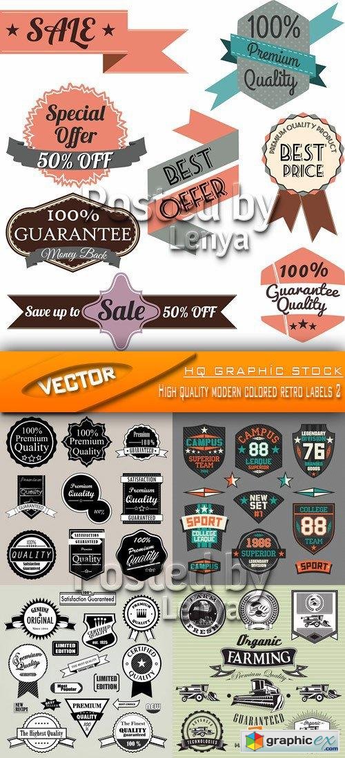Stock Vector - High quality modern colored retro labels 2