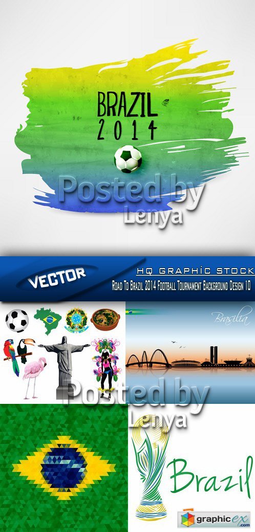 Stock Vector - Road To Brazil 2014 Football Tournament Background Design 10