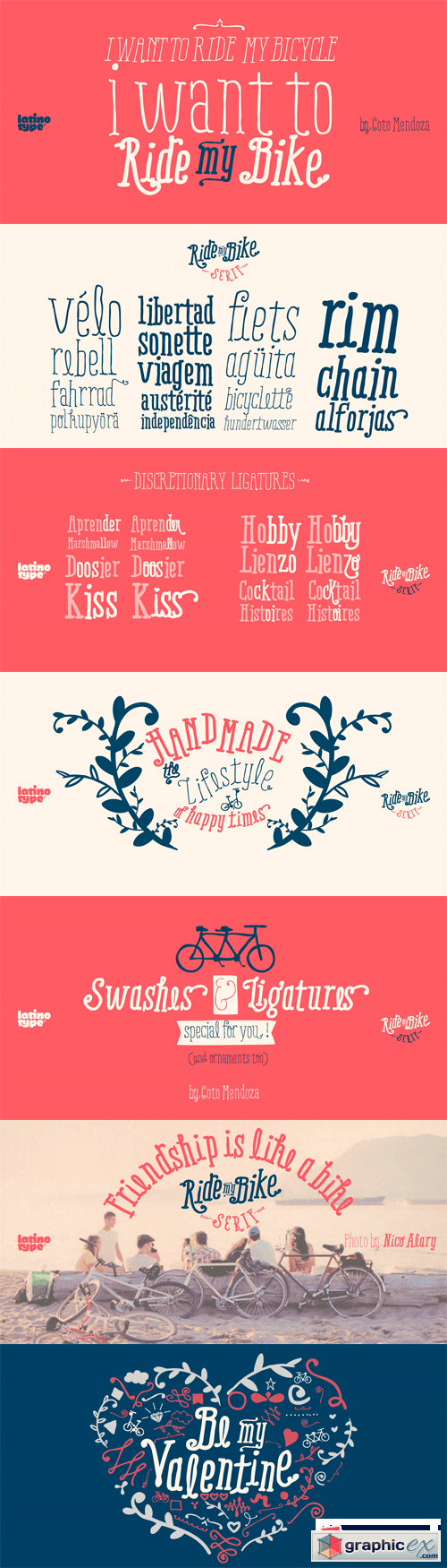 Ride my Bike Serif Font Family - 5 Fonts for $129