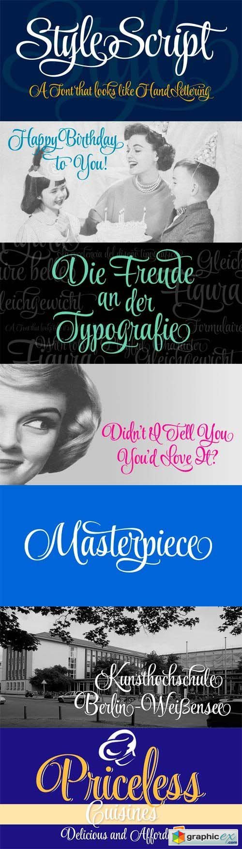 Style Script Font Family - 8 Fonts for $69