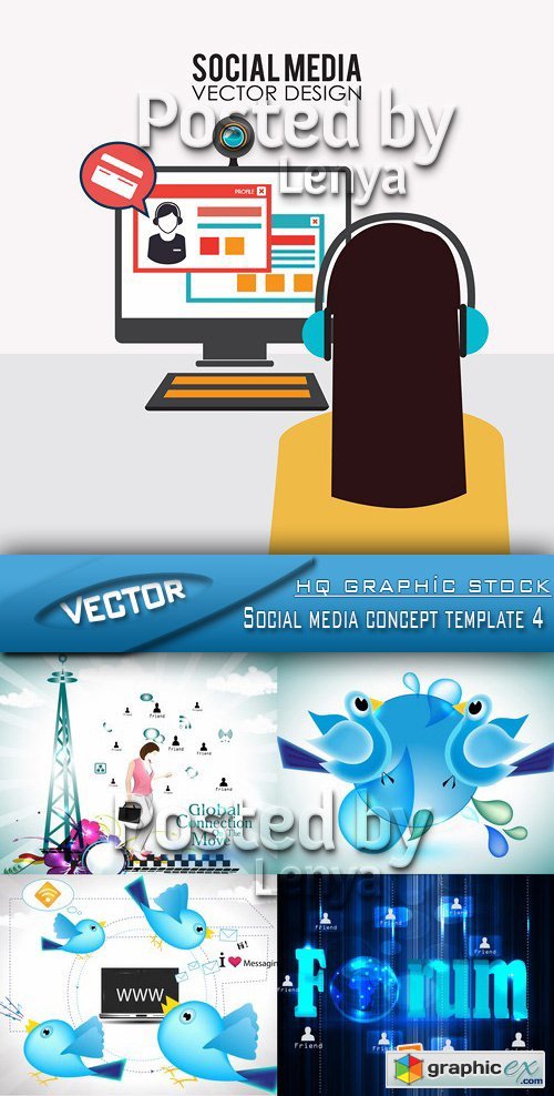 Stock Vector - Social media concept template 4