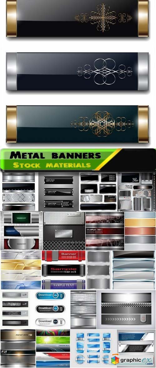 Metal banners design 25xEPS