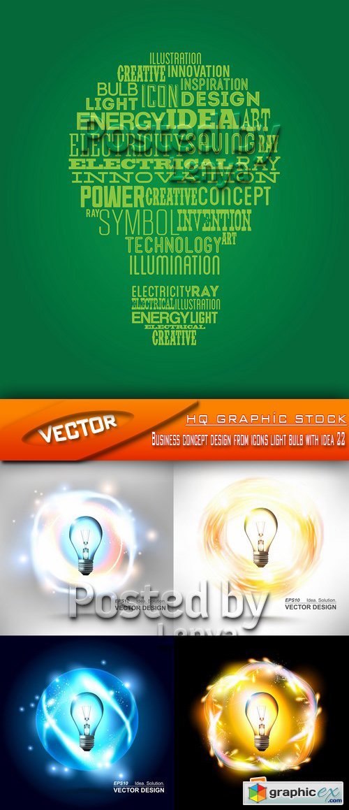 Stock Vector - Business concept design from icons light bulb with idea 22