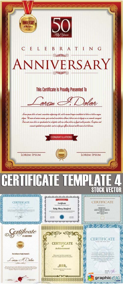 Stock Vectors - Certificate Template 4, 25xEPS