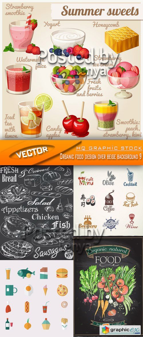 Stock Vector - Organic food design over beige background 9
