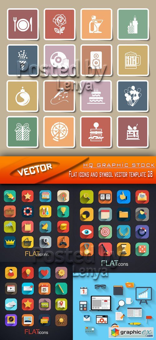 Flat icons and symbol vector template 28