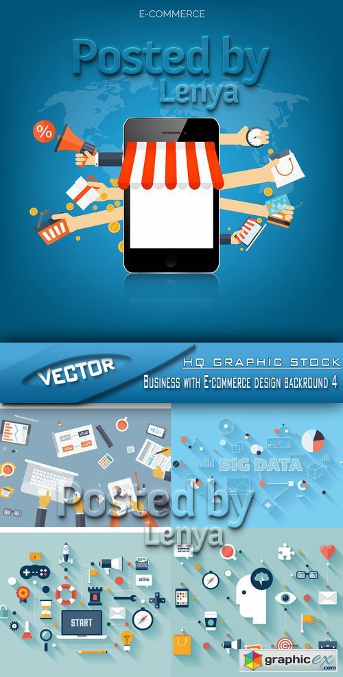 Stock Vector - Business with E-commerce design backround 4
