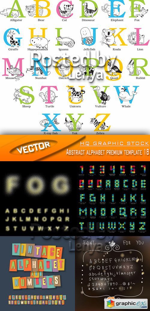Stock Vector - Abstract alphabet premium template 18