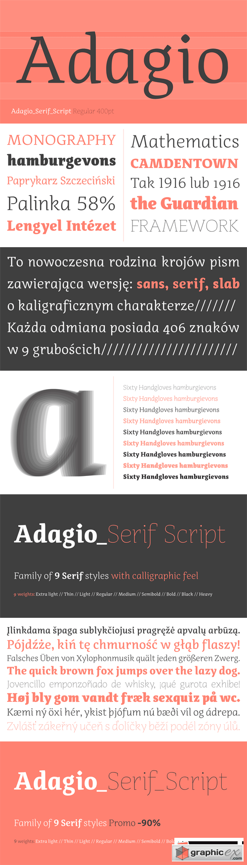 Adagio Serif Script Font Family - 9 Fonts for $140