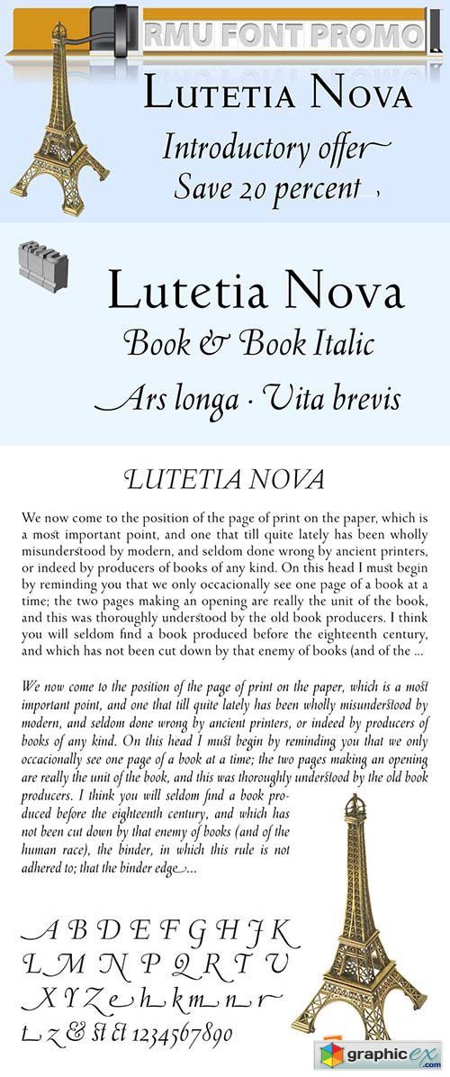 Lutetia Nova Font Family - 2 Fonts $68