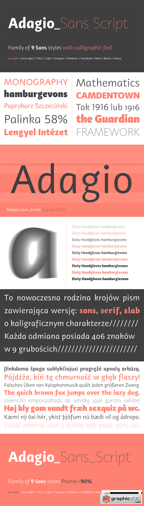 Adagio Sans Script Font Family - 9 Fonts for $140