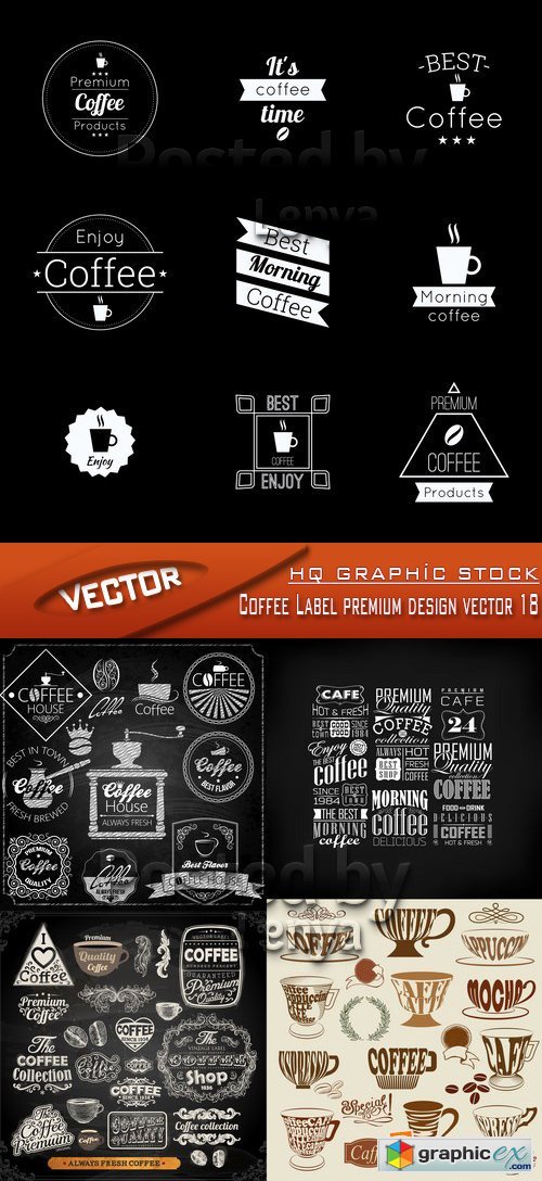 Stock Vector - Coffee Label premium design vector 18