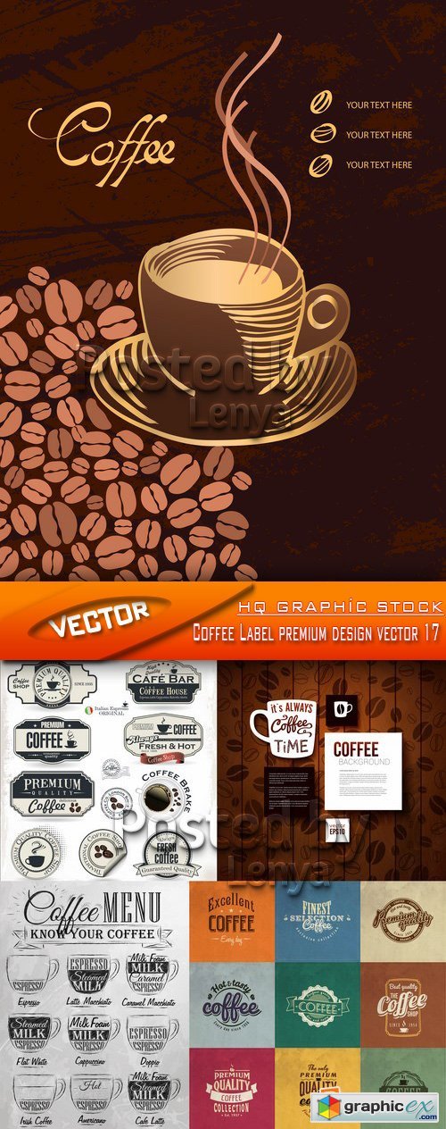 Stock Vector - Coffee Label premium design vector 17