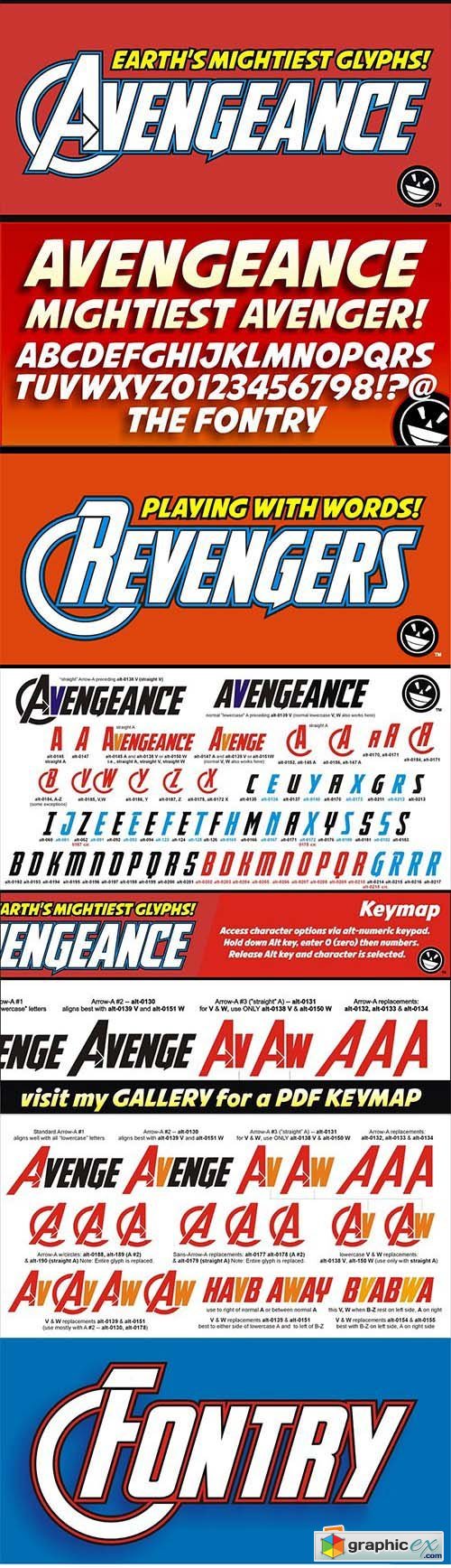 Avengeance Font Family - 6 Fonts 180$