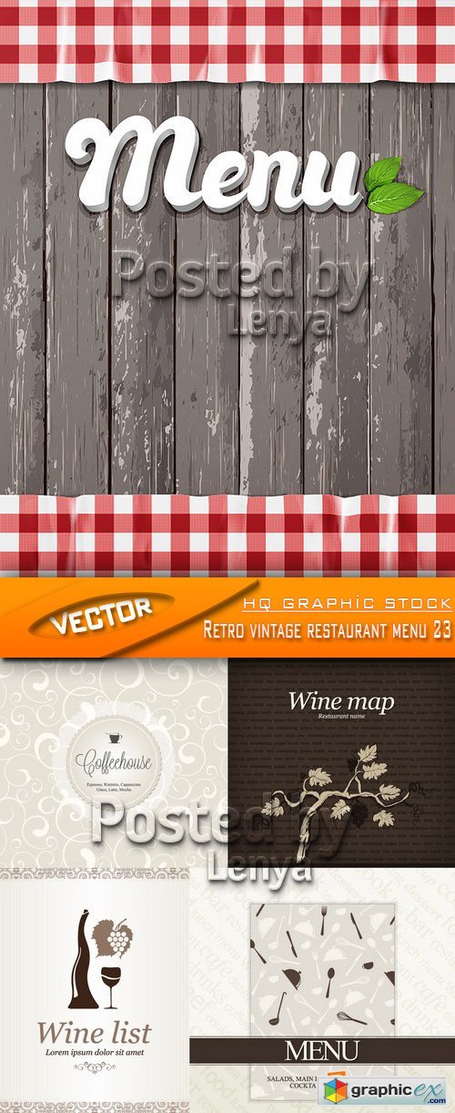 Stock Vector - Retro vintage restaurant menu 23