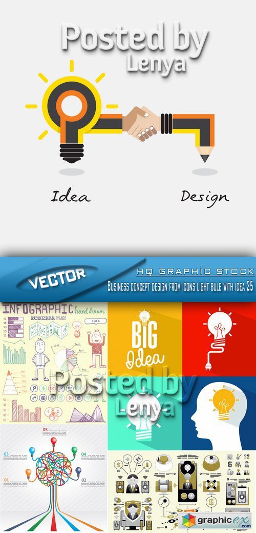 Stock Vector - Business concept design from icons light bulb with idea 25