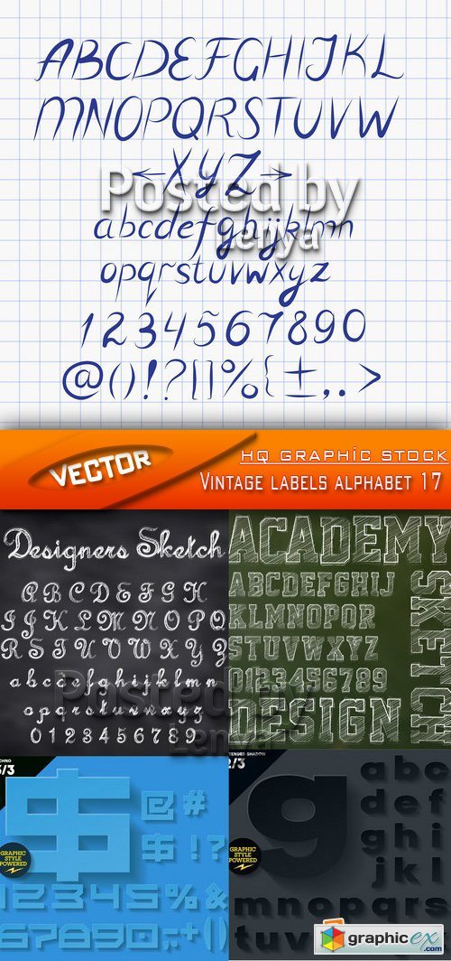 Stock Vector - Vintage labels alphabet 17