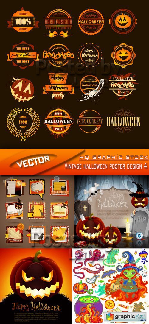 Stock Vector - Vintage halloween poster design 4
