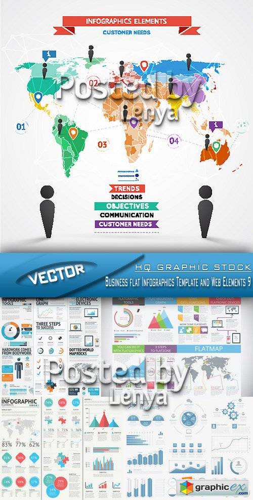 Stock Vector - Business flat Infographics Template and Web Elements 9