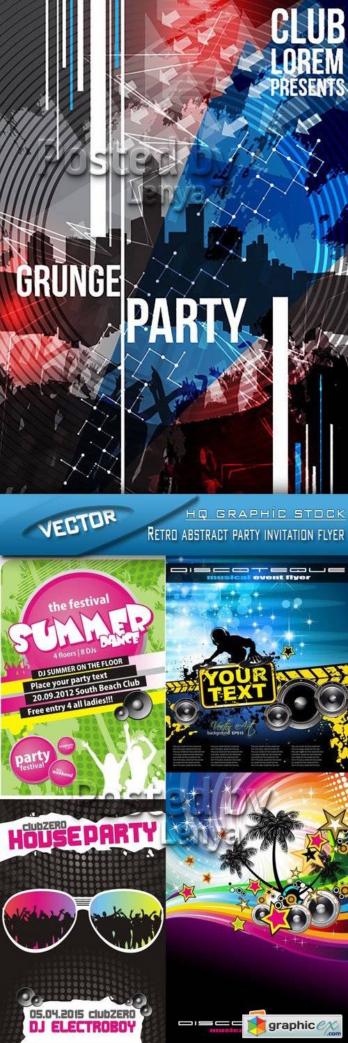 Stock Vector - Retro abstract party invitation flyer