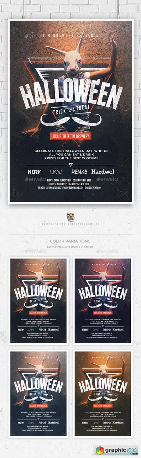 Hipster Halloween Flyer Template 8983058