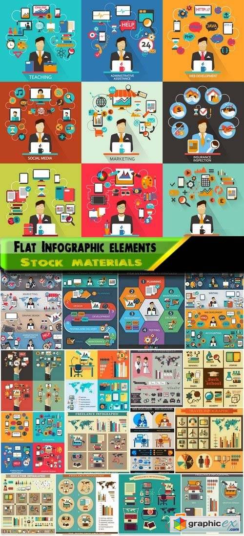 Flat elements Infographic design 25xEPS