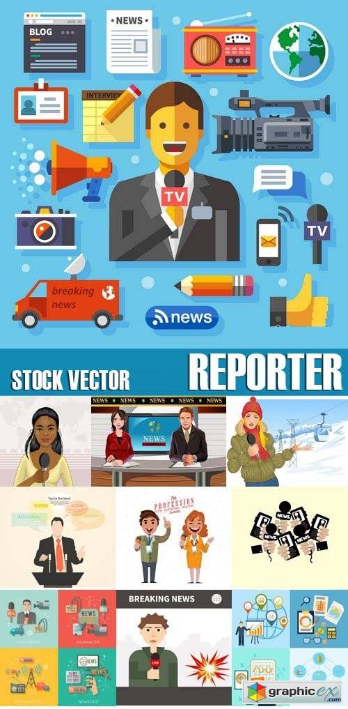 Stock Vectors - Reporter, 25xEPS