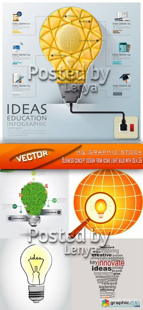 Stock Vector - Business concept design from icons light bulb with idea 26