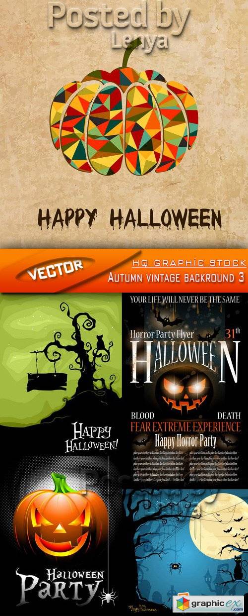 Stock Vector - Autumn vintage backround 3