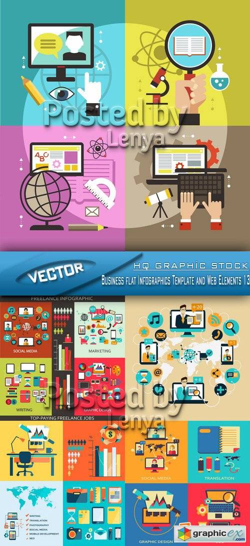 Stock Vector - Business flat Infographics Template and Web Elements 13